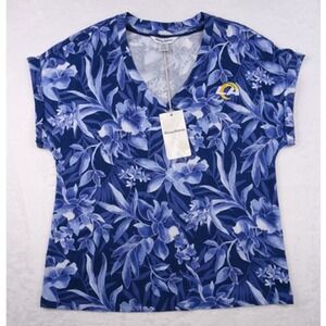 Los Angeles Rams Shirt Womens Small Blue Floral Pima Cotton LA Tommy Bahama NWT